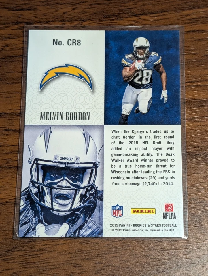 Melvin Gordon RC 2015 Rookies &Stars Crusade Blue Silver #cr8 - Image 2 of 2