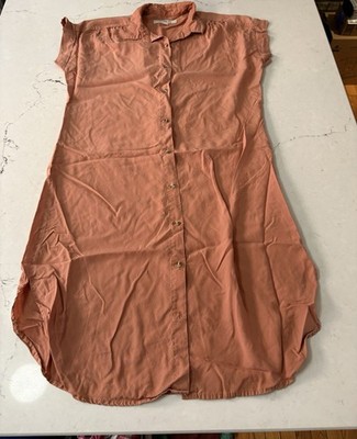 Thread + Supply Orange 100% Tencel Button Up Dress Size S Work Travel Capsule