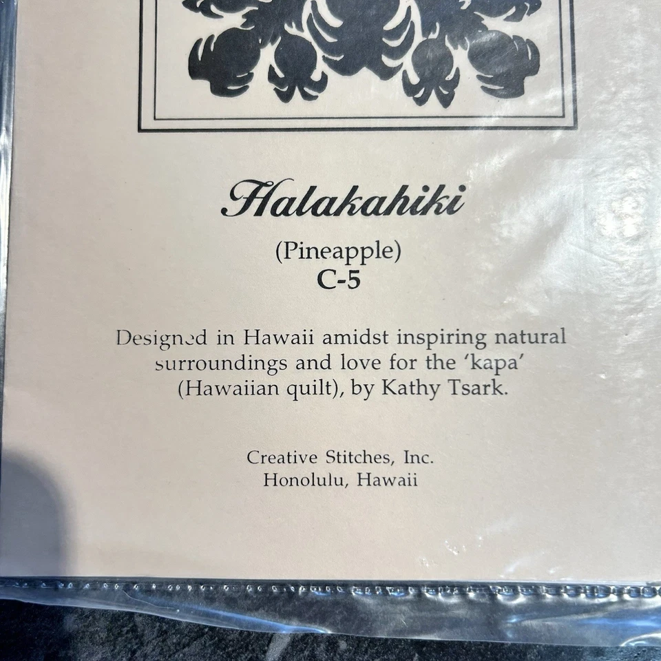 1991 Creative Stitches Hawaiian Quilt Pattern HALAKAHIKI Pineapple C-5 NEW - Image 3 of 4