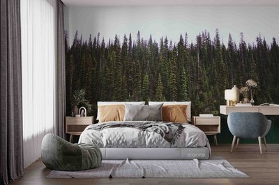 3D Pine Forest Lake Landscape Wall Murals Wallpaper Murals Wall Sticker