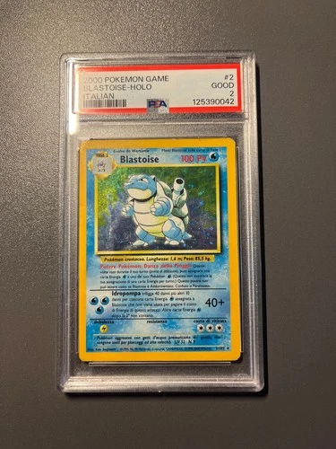 Italian - 1999 POKEMON BASE SET UNLIMITED #2 BLASTOISE-HOLO PSA 2