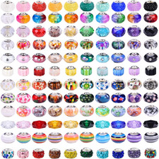 Assorted European Craft Beads Large Hole Lampwork Spacer Beads Colorful 240 Pc