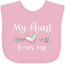 Inktastic My Aunt Loves Me- Heart Baby Bib Auntie Love Favorite Clothing Infant