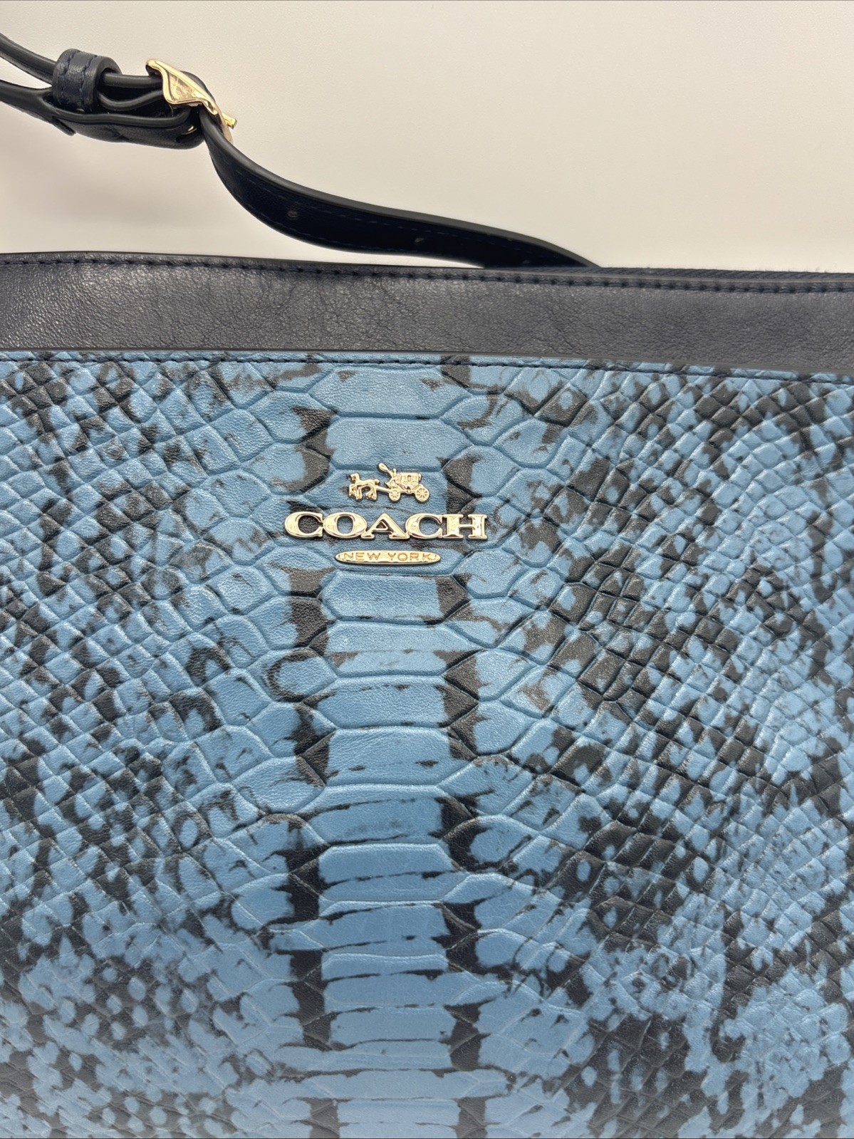 EUC Coach Two Tone Blue Python Embossed Leather C… - image 2