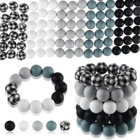 Silikonperlen 15Mm 100 StüCk Grau Schwarz Weiß Runde Perlen Basteln Schmuck