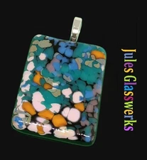 Hand Crafted  Fused Glass Pendant W/Chain  #1370
