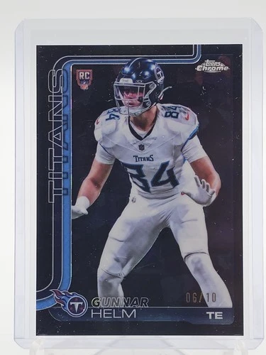 GUNNAR HELM 2025 TOPPS CHROME SAPPHIRE ROOKIE BLACK /10 FOOTBALL TITANS Q6230