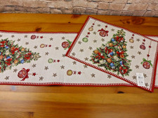 Gobelin Tischset  Tischläufer Tannenbaum mit Lurex silber Weihnachten Größenwahl