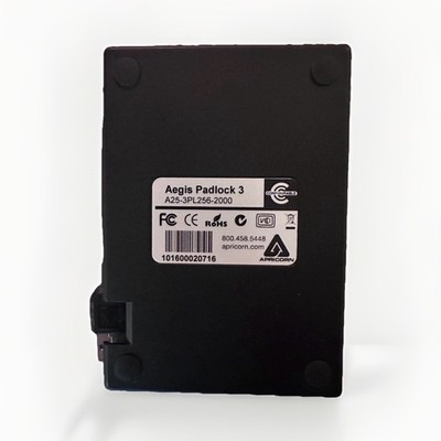 Apricorn Aegis Padlock 3 External Drive 2TB USB 3.0 Black NO BOX/ MANUAL
