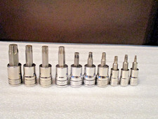 SNAP-ON 3/8" & 1/4"DRIVE 10pv TORX SOCKET SET, 10-20-25-27-30-40-45-47-50-55mm