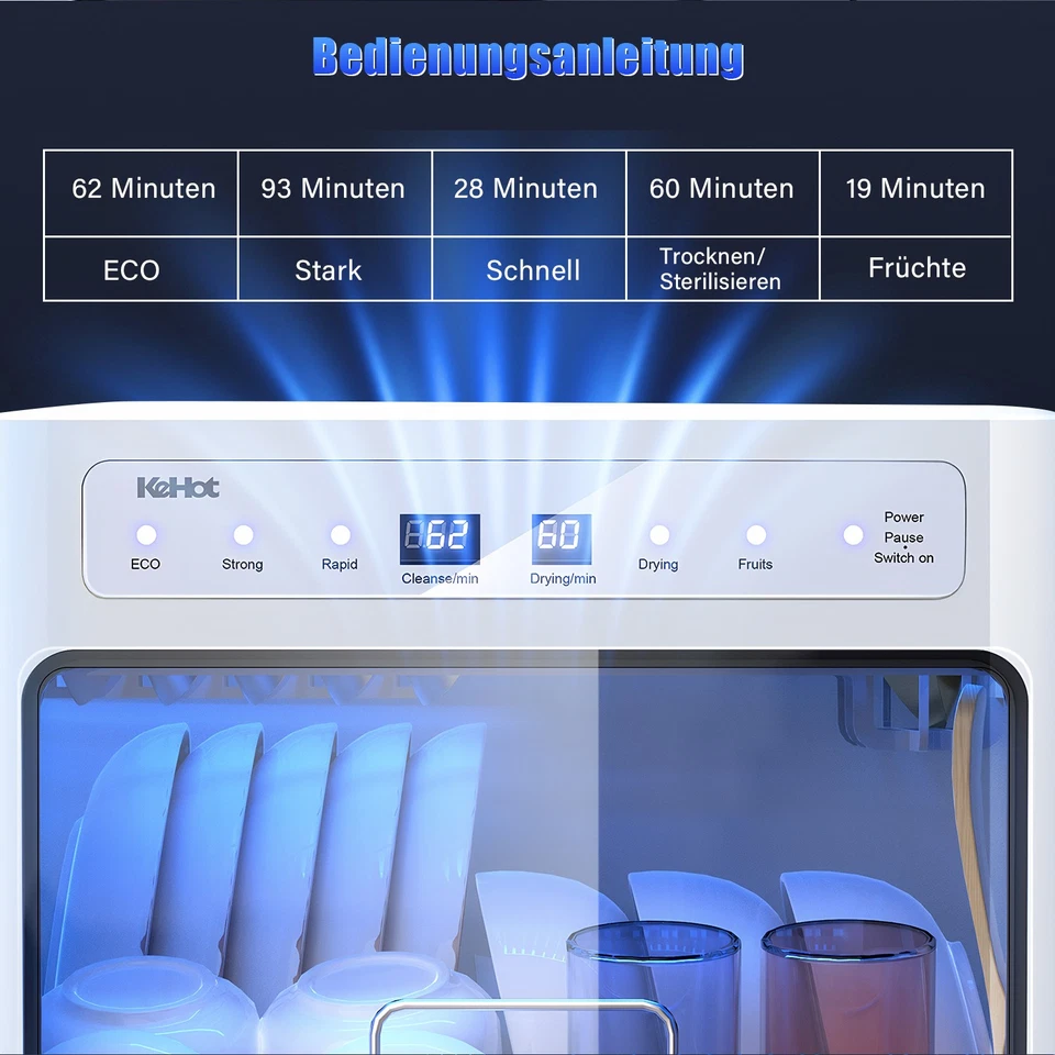 Lavavajillas Dual 800W Lavavajillas Lavavajillas de Mesa Independiente 4Modos Hw - Imagen 2 de 4