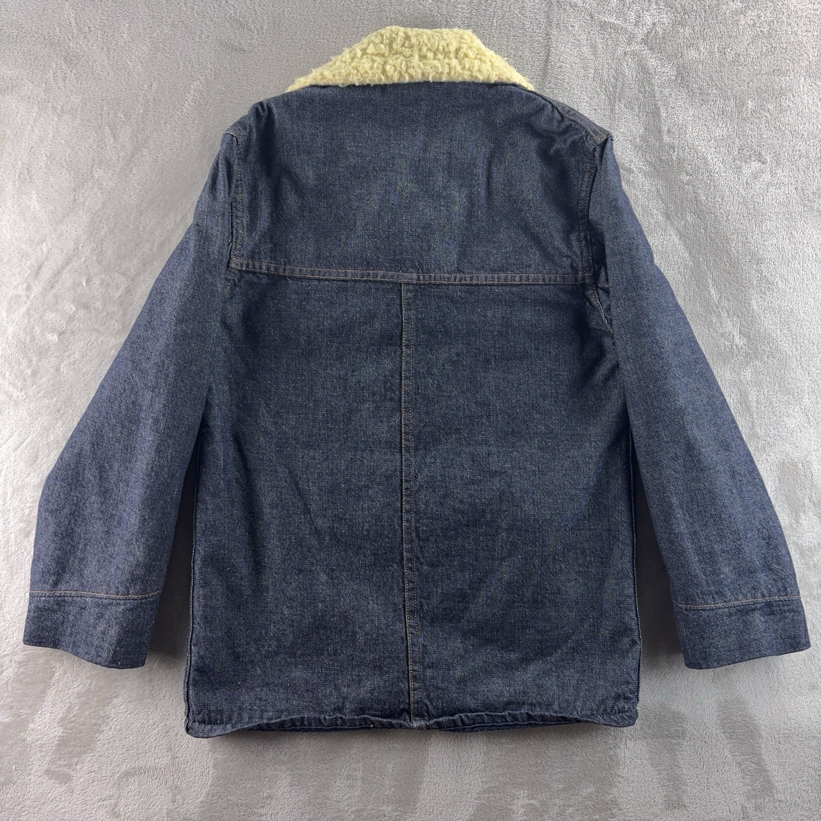 Roebucks Chore Jacket Mens Size 34 Blue Denim Sherpa Lined Western Vintage Sears thumbnail 2