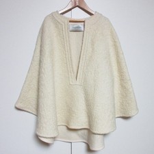 VALENTINO Wool Kaftan Neckline Cape Coat/Poncho Size M Off-White Women USED