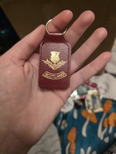 VINTAGE Keyring Leather Look Dark RED Scotland.