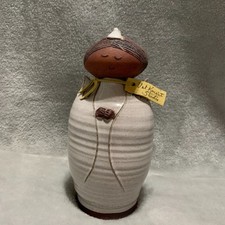 Val Knight Studio Stoneware Angel Figurine Native American House Signed Flaw