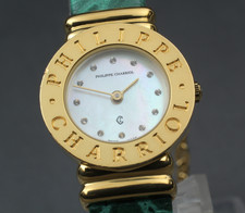 [Exc+5] PHILIPPE CHARRIOL Saint-Tropez Gold Grün Diamant Quarz Damenuhr
