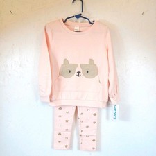Carter's Little Girls French Terry Dog Pullover Legging Set-4T-Pink