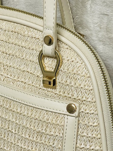 Mystique Woven Peper Straw & Leather Convertible Backpack Bag Shoulder Bag Purse - Picture 10 of 20