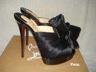 100% AUTH NEW WOMEN LOUBOUTIN MONIQUISSIMA BLACK BOW SATIN PUMP/HEEL US 10 — photo 4