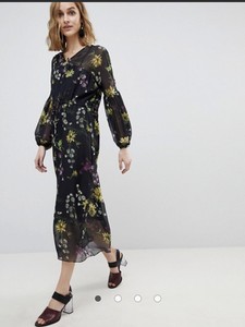 warehouse floral print midi dress