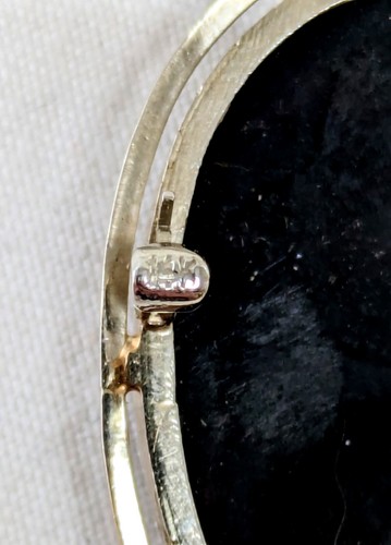 Colgante de Cameo Vintage Oro Blanco y Negro 14K Diamante Aproximadamente 0,20 Ct - Imagen 5 de 6