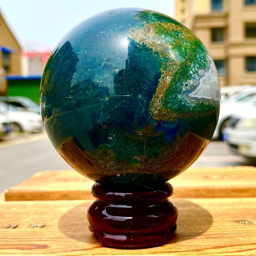Sfera di agata erba acqua naturale 1,53 libbre sfera di cristallo di quarzo guarigione - Foto 3 di 12
