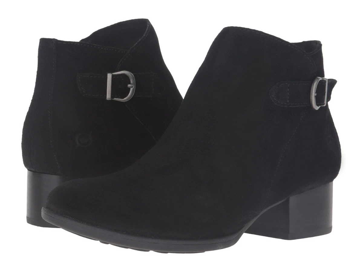 Born Womens Phobos Pull On Round Toe Side Zip Short Buckle Ankle Boots Booties