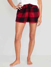 New Old Navy Pajama Shorts Size Small Buffalo Plaid Holiday 100 Cotton Womens