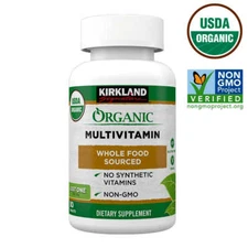 Kirkland Signature USDA Organic Multivitamin WholeFood Sourced Non-GMO 80Tablets