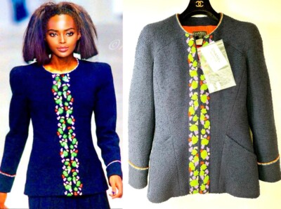 CHANELジャケット Chanel Vintage 1997 Blue Tweed Boucle Jacket 36 38 40 4 6 8 Coat