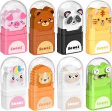 Sooez 8 Pack Pencil Erasers with Clean up Roller, Cute Erasers for Kids, Animal