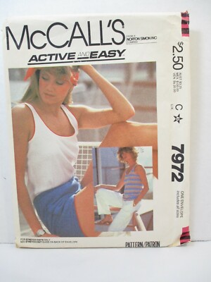 McCall's Pattern 7972 Miss Sz C (6-20) Tank Top Pants Shorts Uncut Vintage 1982