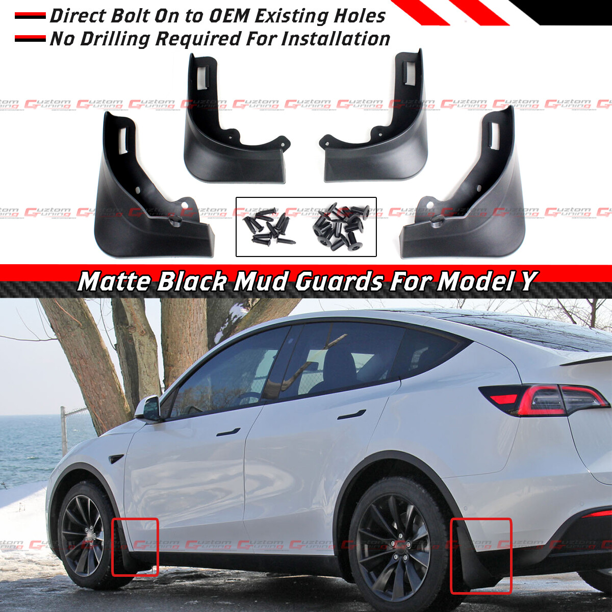 No Drilling Design Front Rear Mud Flap Splash Guard For 2020-2022 Tesla  Model Y | eBay