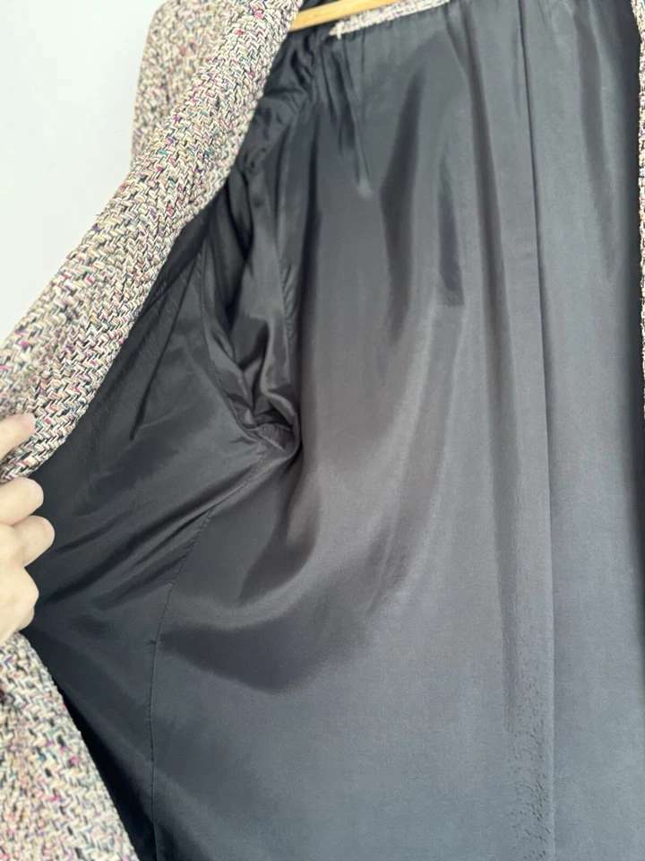 Blazer abierto Doncaster tejido de seda para mujer talla pequeña Chevron Academia Preppy Foto 4 de 4