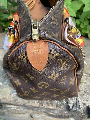 LOUIS VUITTON Speedy 25 Monogram Canvas Satchel Bag Brown