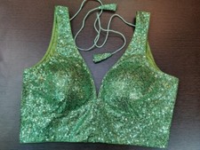 Designer Sequin Green Saree Blouse Beautiful Indian Saree Blouse  Top,Choli