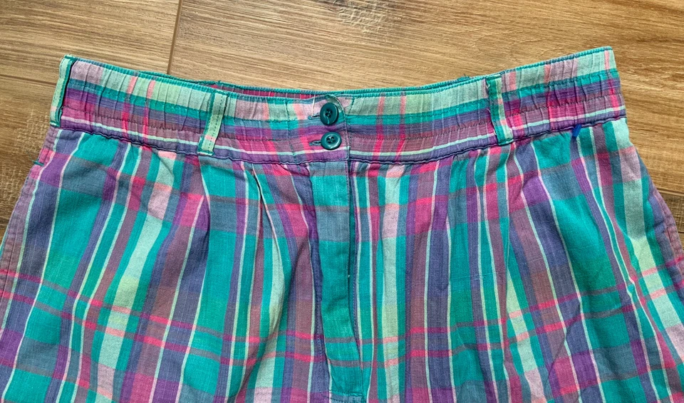 PANTALONES CORTOS DE GOLF VINTAGE PARA MUJER EDICIONES BÁSICAS TIRO ALTO MULTICOLOR A CUADROS TALLA L Foto 3 de 4