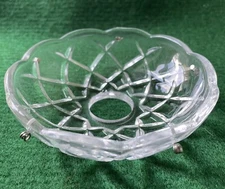 NEW 4” Pressed Glass Round Lamp Prism Chandelier Bobeche w 5 Metal Pins