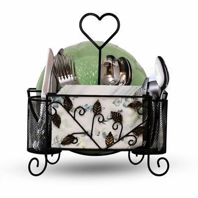 Maypes Utensil Caddy Silverware Holder, 2-in-1 Plate Holder & Cutlery Organizer