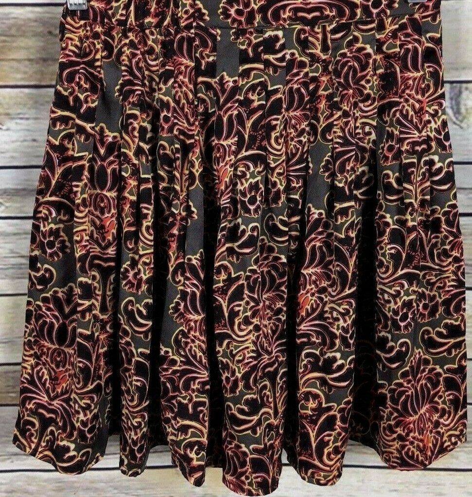 Millau Pleated Gray Paisley Mini Skirt Women Size M Polyester Elastic Waist Pull-On-image