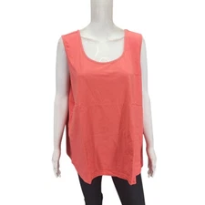 Denim Co Womens Casual Everyday Tank Top 3X Plus Size Coral Pullover Shirt