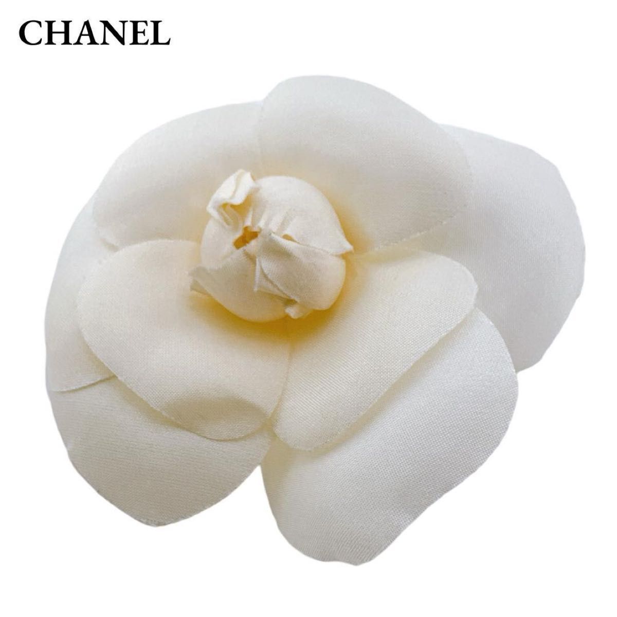CHANEL Ivory White Camellia Corsage Pin Brooch Flower Badge