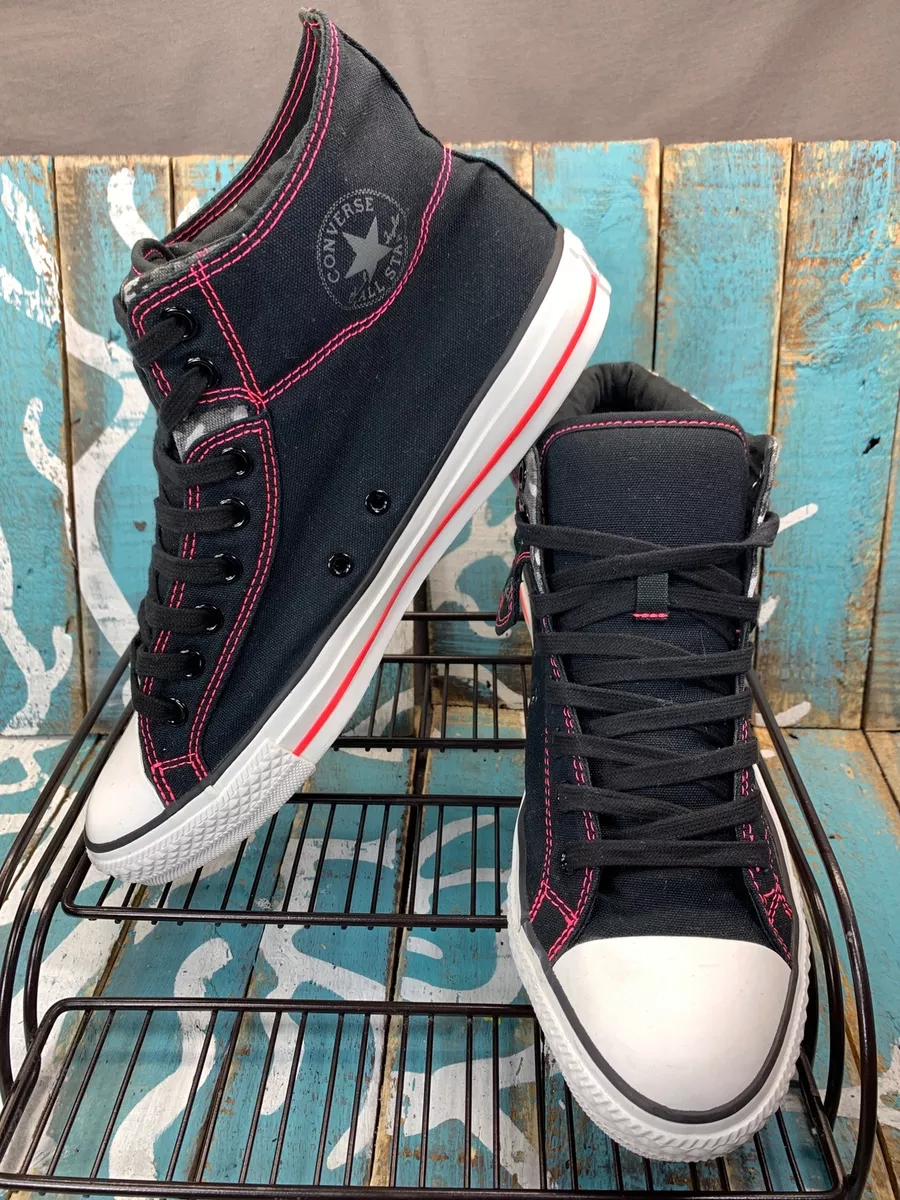 Chuck Taylor Converse High Tops Two Fold Down Black Pink Camo Shoes Sz10