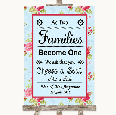 Shabby Chic Floral As Families Become One Sitzplan personalisiert Hochzeitsschild