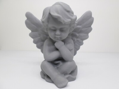 UN-PAINTED Angel, Gray, 4.75'' Tall, 5.5'' Width, Loop for hanging, 3D Printed 