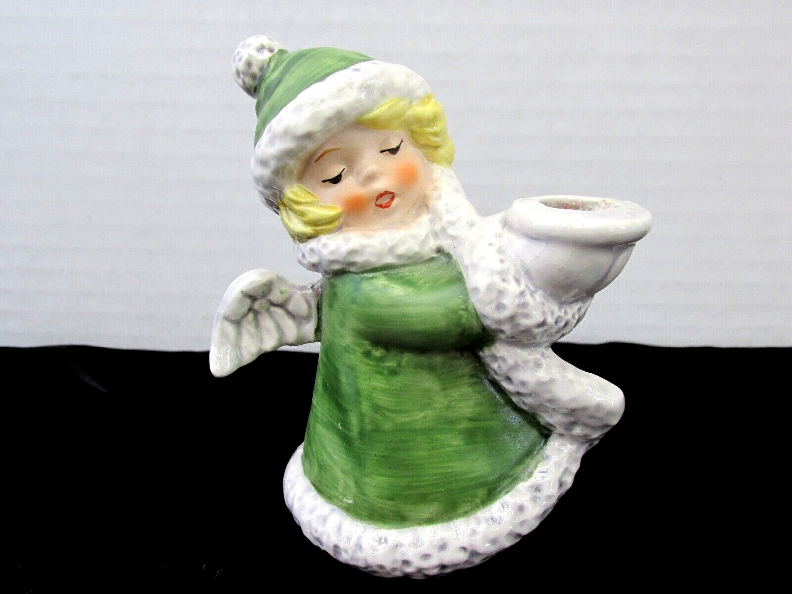 Goebel Angel Candle Holder Christmas Figurine Green 4 Inches Tall