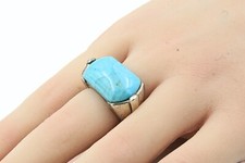 Sweet Sterling Silver SX 925 Turquoise Statement Large Thai Ring Sz 6
