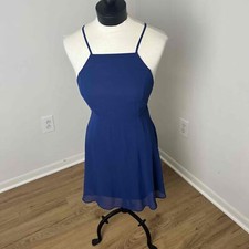 Lulus Blue Fit & Flare Cross Back Sleveless Dress Size XS