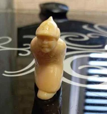 Mid 20th century Yupik Eskimo Inuit figurine RED ARMY soldier - Inuit toy.