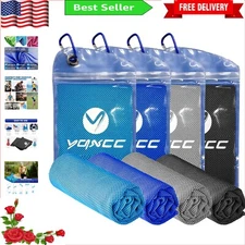 Premium Microfiber Cooling Towels - Set of 4 Large Towels for Sports & Activi...